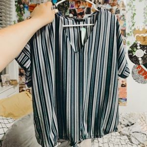 NEW blue and white stripped blouse